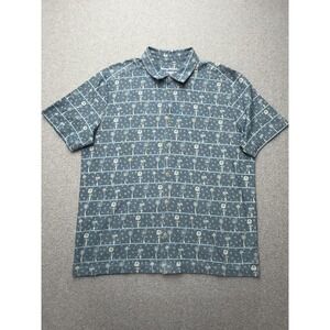 Tommy Bahama Shirt Mens XL Blue IslandZone Supima Palm Print Button Front Casual
